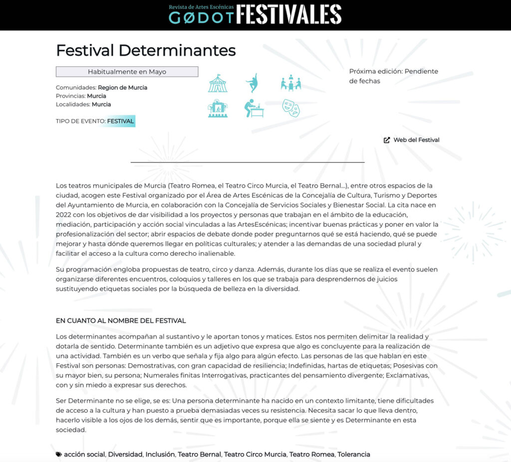 La primera web de festivales de Artes Escénicas de España en Madrid